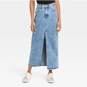 Universal Thread Front Slit Maxi Jean Skirt Medium Wash‎ Denim Blue Women's 17